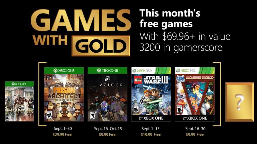 Games With Gold settembre 2018